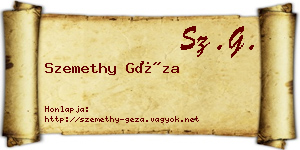 Szemethy Géza névjegykártya